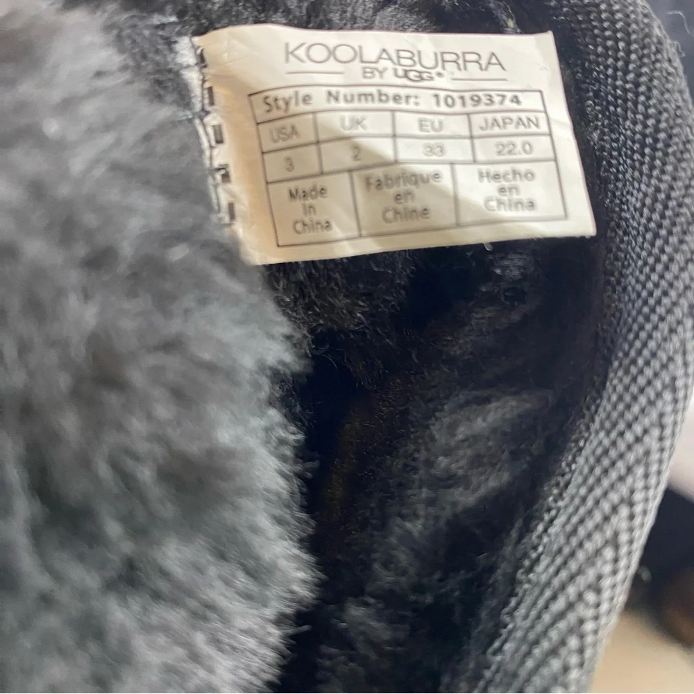 Koolaburra by Ugg Black Suede Koola Short Women's Size 5 Winter Boots w Faux Fur
